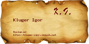 Kluger Igor névjegykártya